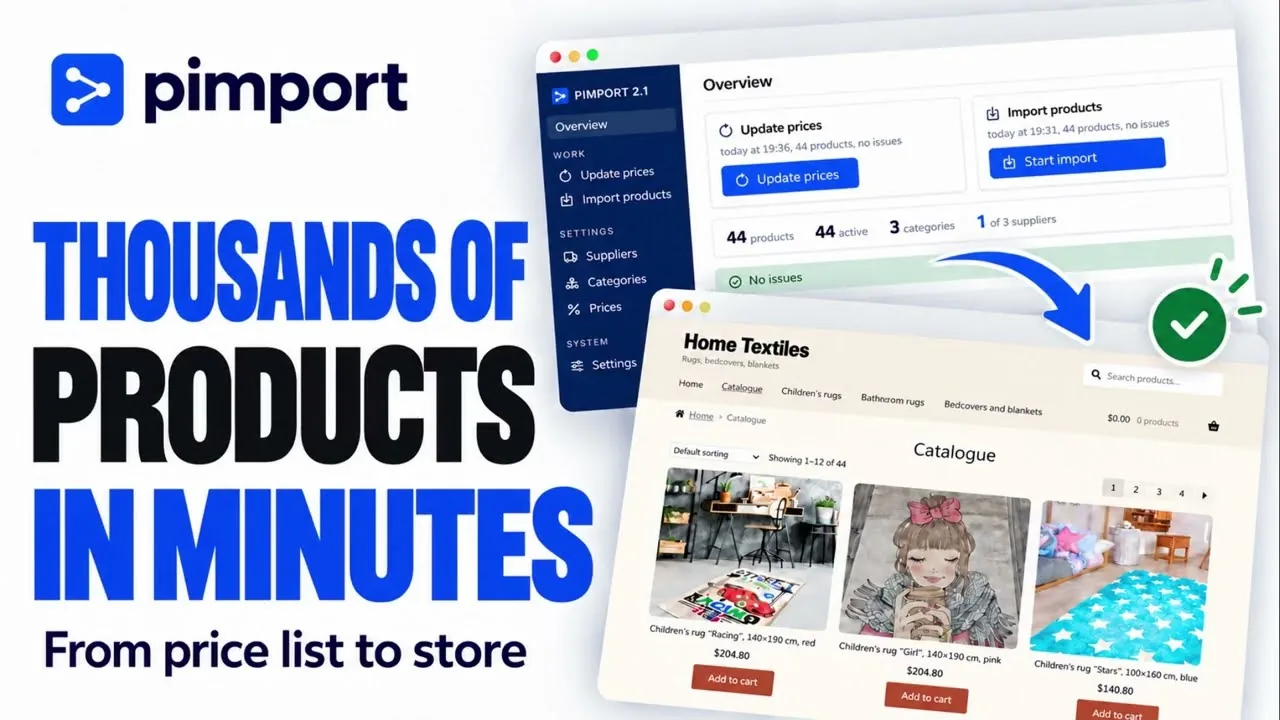 One minute: supplier feed → products in your store